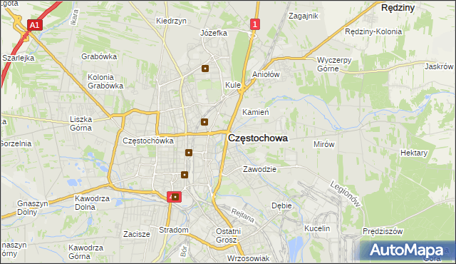 mapa Częstochowy, Częstochowa na mapie Targeo