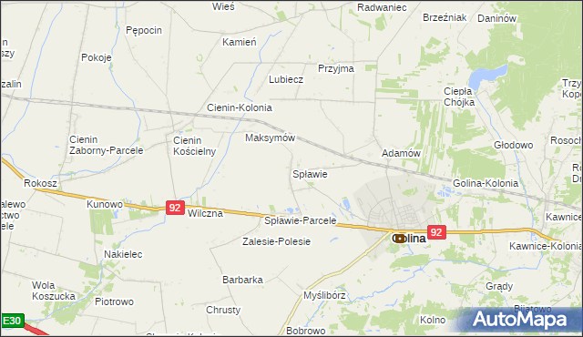 mapa Spławie gmina Golina, Spławie gmina Golina na mapie Targeo