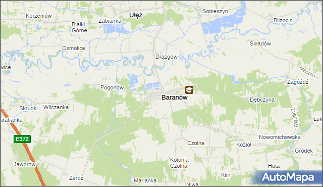 mapa Baranów powiat puławski, Baranów powiat puławski na mapie Targeo