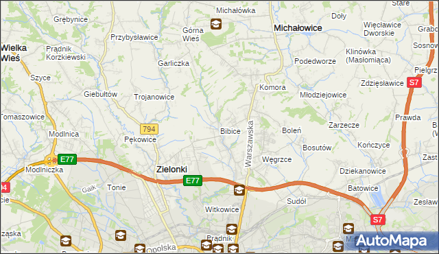 mapa Bibice, Bibice na mapie Targeo