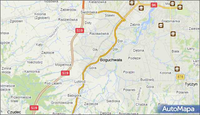 mapa Boguchwała powiat rzeszowski, Boguchwała powiat rzeszowski na mapie Targeo