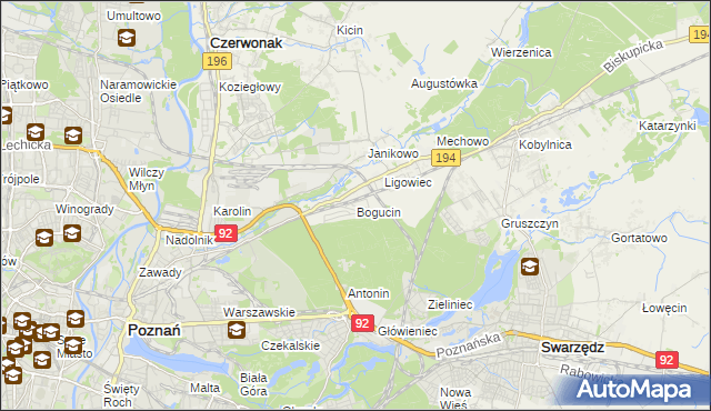 mapa Bogucin gmina Swarzędz, Bogucin gmina Swarzędz na mapie Targeo