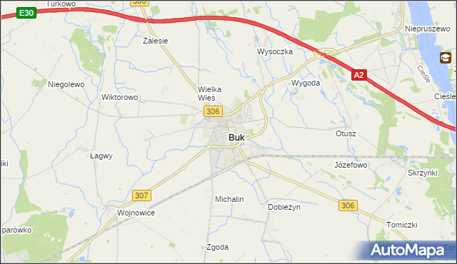 mapa Buk powiat poznański, Buk powiat poznański na mapie Targeo