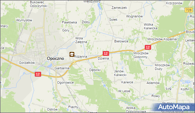 mapa Dzielna gmina Opoczno, Dzielna gmina Opoczno na mapie Targeo