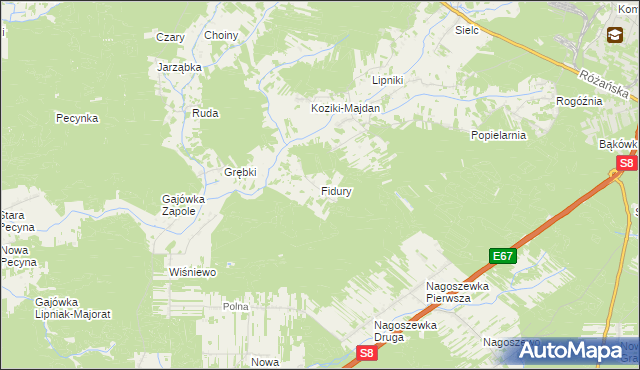 mapa Fidury, Fidury na mapie Targeo