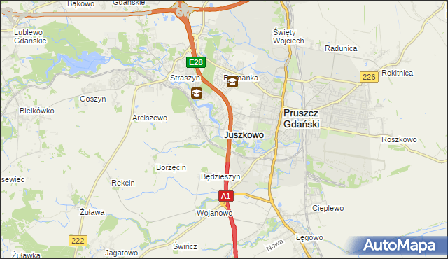 mapa Juszkowo, Juszkowo na mapie Targeo