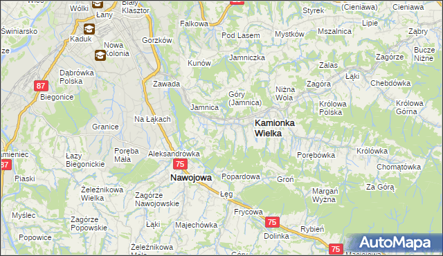mapa Kamionka Mała gmina Kamionka Wielka, Kamionka Mała gmina Kamionka Wielka na mapie Targeo
