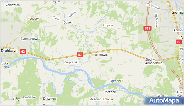 mapa Klekotowo gmina Siemiatycze, Klekotowo gmina Siemiatycze na mapie Targeo