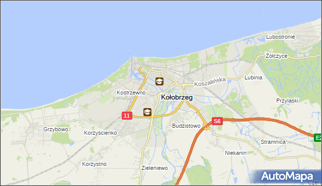 mapa Kołobrzegu, Kołobrzeg na mapie Targeo