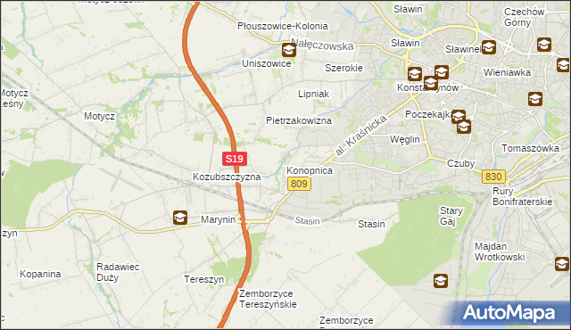 mapa Konopnica powiat lubelski, Konopnica powiat lubelski na mapie Targeo