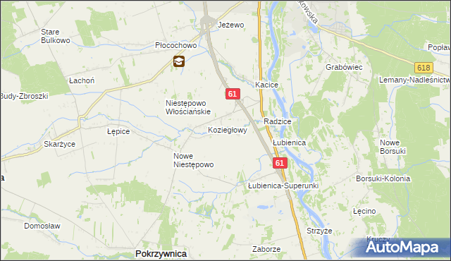 mapa Olbrachcice gmina Pokrzywnica, Olbrachcice gmina Pokrzywnica na mapie Targeo