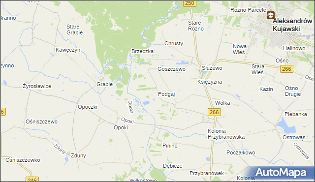 mapa Podgaj gmina Aleksandrów Kujawski, Podgaj gmina Aleksandrów Kujawski na mapie Targeo