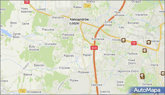 mapa Rąbień AB, Rąbień AB na mapie Targeo