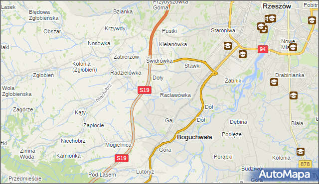 mapa Racławówka, Racławówka na mapie Targeo