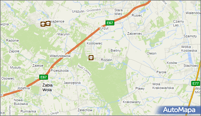 mapa Rozalin gmina Nadarzyn, Rozalin gmina Nadarzyn na mapie Targeo