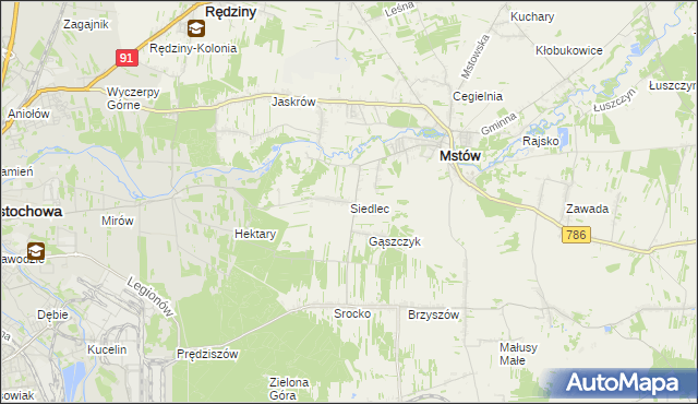 mapa Siedlec gmina Mstów, Siedlec gmina Mstów na mapie Targeo