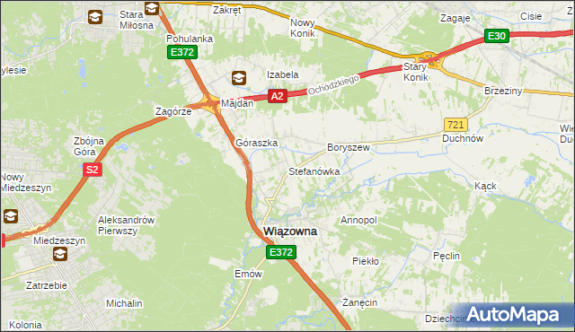mapa Stefanówka gmina Wiązowna, Stefanówka gmina Wiązowna na mapie Targeo