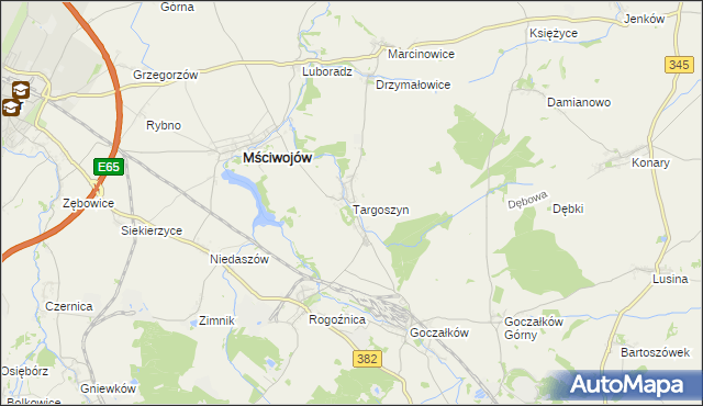 mapa Targoszyn, Targoszyn na mapie Targeo