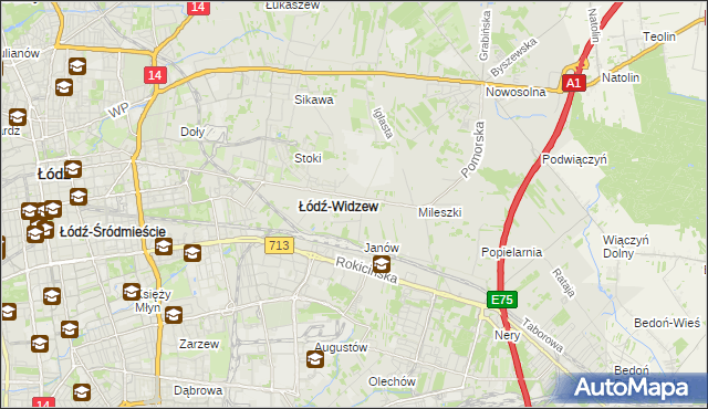 mapa Widzew, Widzew na mapie Targeo