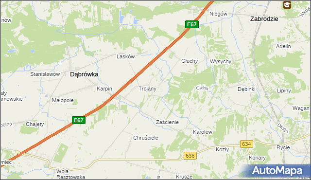 mapa Wszebory gmina Dąbrówka, Wszebory gmina Dąbrówka na mapie Targeo