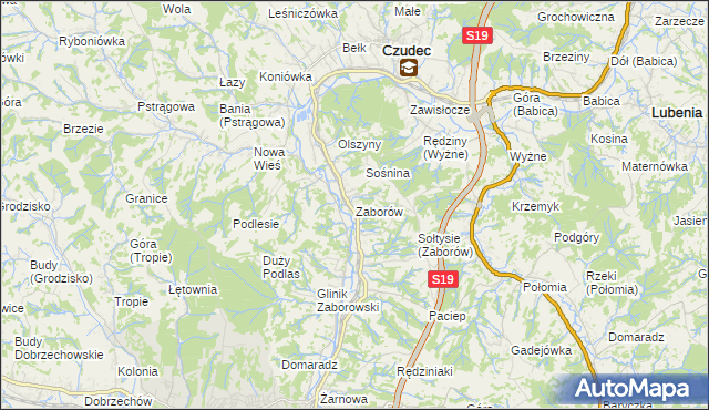 mapa Zaborów gmina Czudec, Zaborów gmina Czudec na mapie Targeo