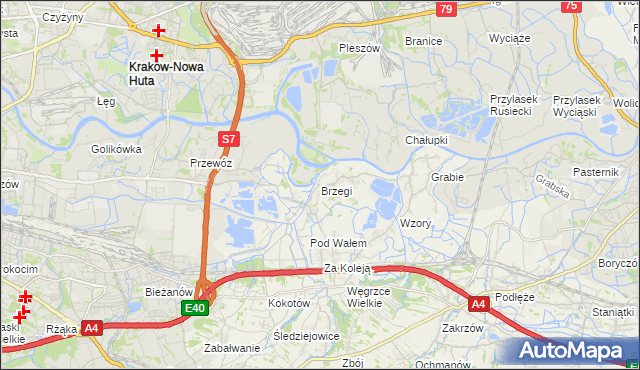 mapa Brzegi gmina Wieliczka, Brzegi gmina Wieliczka na mapie Targeo