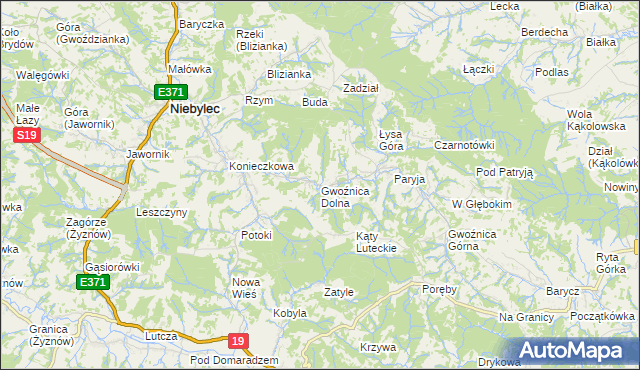 mapa Gwoźnica Dolna, Gwoźnica Dolna na mapie Targeo