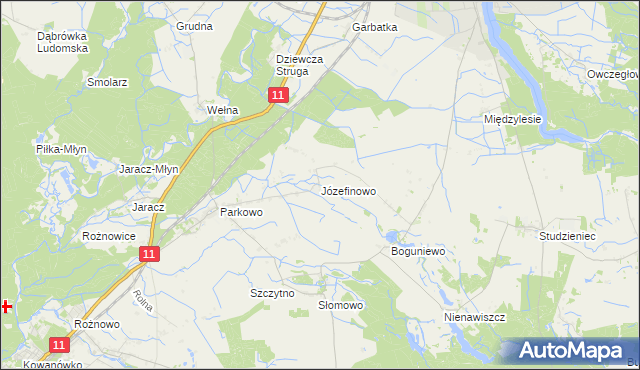 mapa Józefinowo gmina Rogoźno, Józefinowo gmina Rogoźno na mapie Targeo
