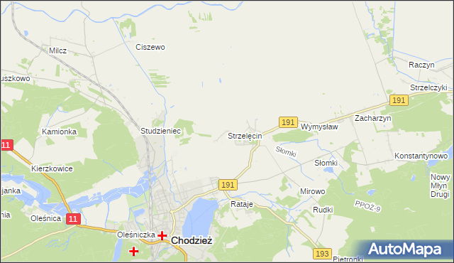 mapa Strzelęcin, Strzelęcin na mapie Targeo