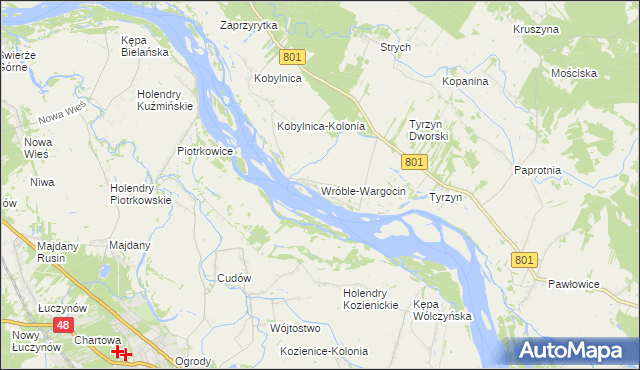 mapa Wróble-Wargocin, Wróble-Wargocin na mapie Targeo