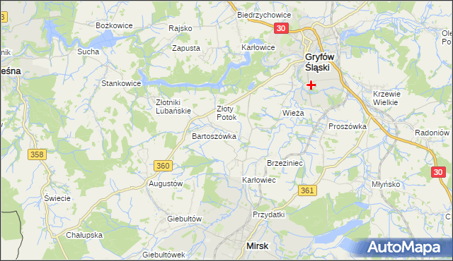 mapa Zacisze gmina Leśna, Zacisze gmina Leśna na mapie Targeo