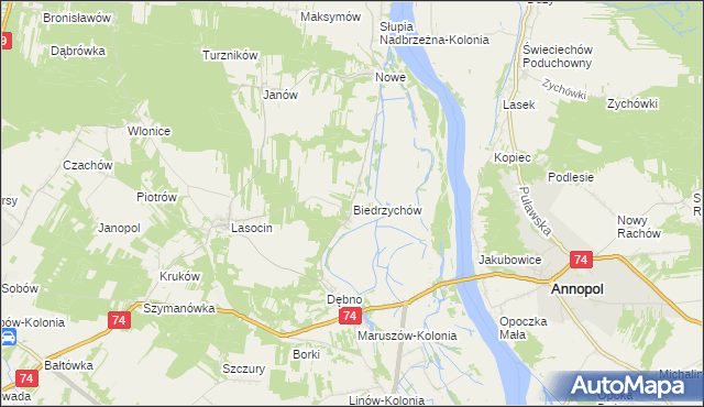 mapa Biedrzychów gmina Ożarów, Biedrzychów gmina Ożarów na mapie Targeo