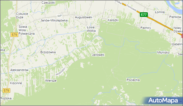 mapa Janówek gmina Czosnów, Janówek gmina Czosnów na mapie Targeo