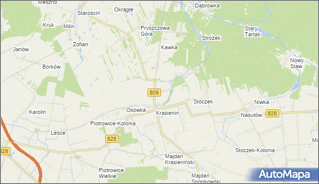 mapa Krasienin-Kolonia, Krasienin-Kolonia na mapie Targeo