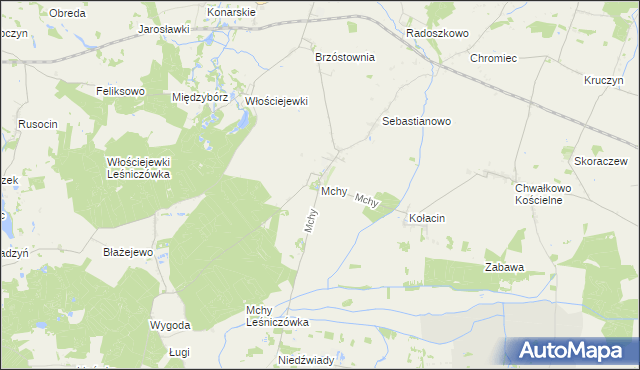 mapa Mchy gmina Książ Wielkopolski, Mchy gmina Książ Wielkopolski na mapie Targeo