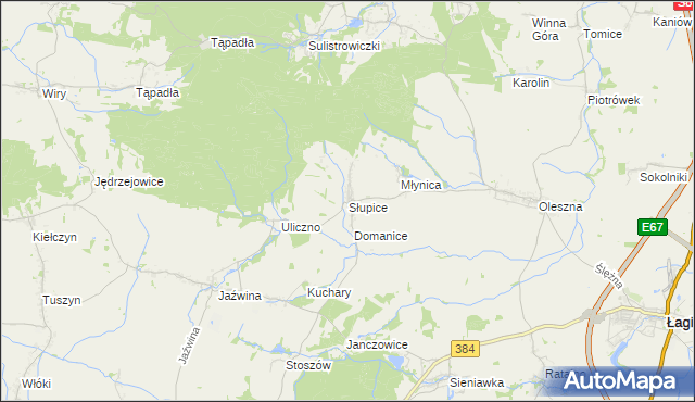 mapa Słupice gmina Łagiewniki, Słupice gmina Łagiewniki na mapie Targeo