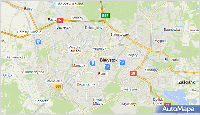 mapa Białegostoku, Białystok na mapie Targeo