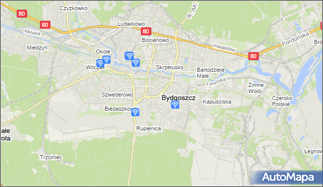 mapa Bydgoszczy, Bydgoszcz na mapie Targeo