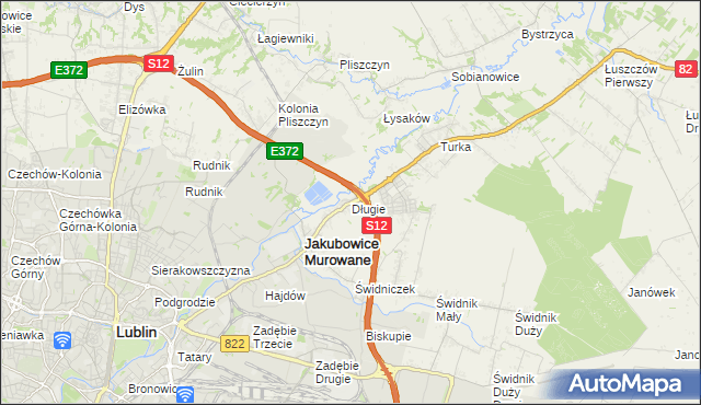 mapa Długie gmina Wólka, Długie gmina Wólka na mapie Targeo