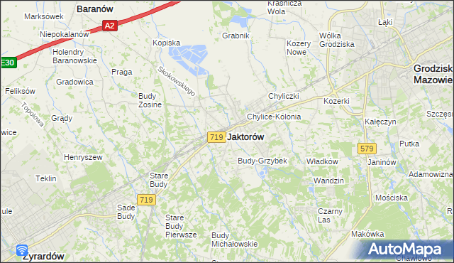 mapa Jaktorów, Jaktorów na mapie Targeo