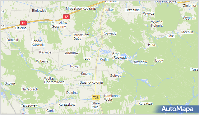 mapa Kotfin gmina Gielniów, Kotfin gmina Gielniów na mapie Targeo