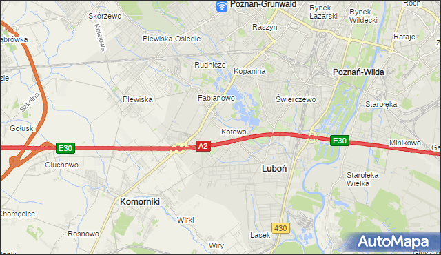 mapa Kotowo gmina Poznań, Kotowo gmina Poznań na mapie Targeo