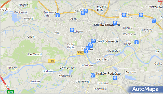 mapa Krakowa, Kraków na mapie Targeo