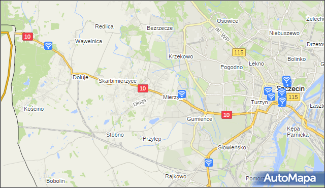 mapa Mierzyn gmina Dobra (Szczecińska), Mierzyn gmina Dobra (Szczecińska) na mapie Targeo