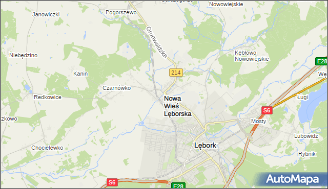 mapa Nowa Wieś Lęborska, Nowa Wieś Lęborska na mapie Targeo