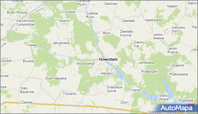 mapa Nowodwór powiat rycki, Nowodwór powiat rycki na mapie Targeo