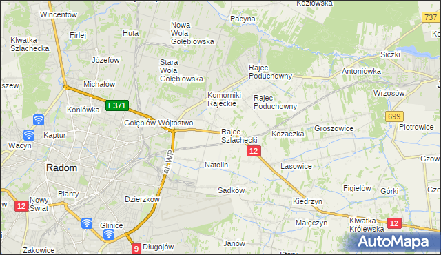 mapa Rajec Szlachecki, Rajec Szlachecki na mapie Targeo