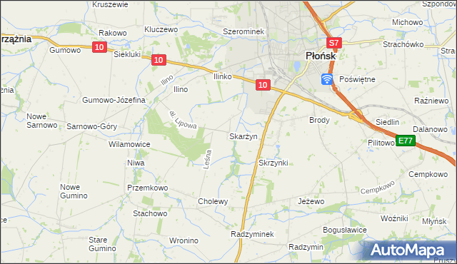 mapa Skarżyn gmina Płońsk, Skarżyn gmina Płońsk na mapie Targeo