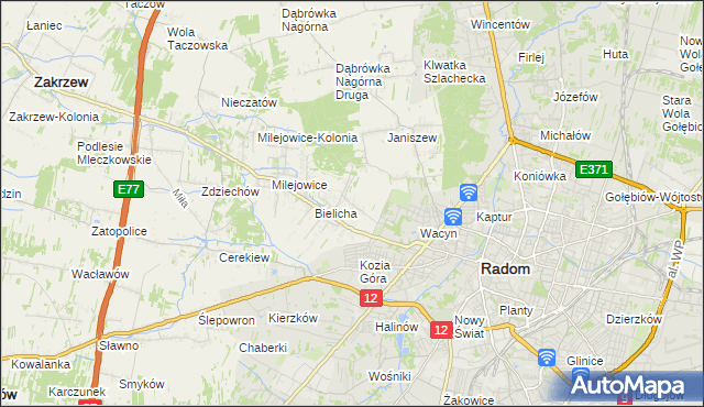 mapa Wacyn, Wacyn na mapie Targeo