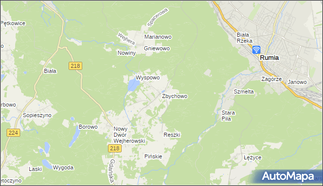 mapa Zbychowo, Zbychowo na mapie Targeo